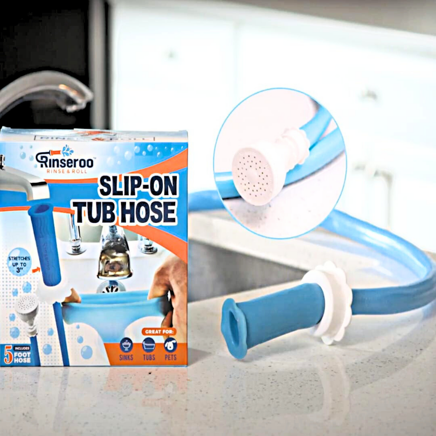 Rinseroo Tub Faucet Hose and Sprayer