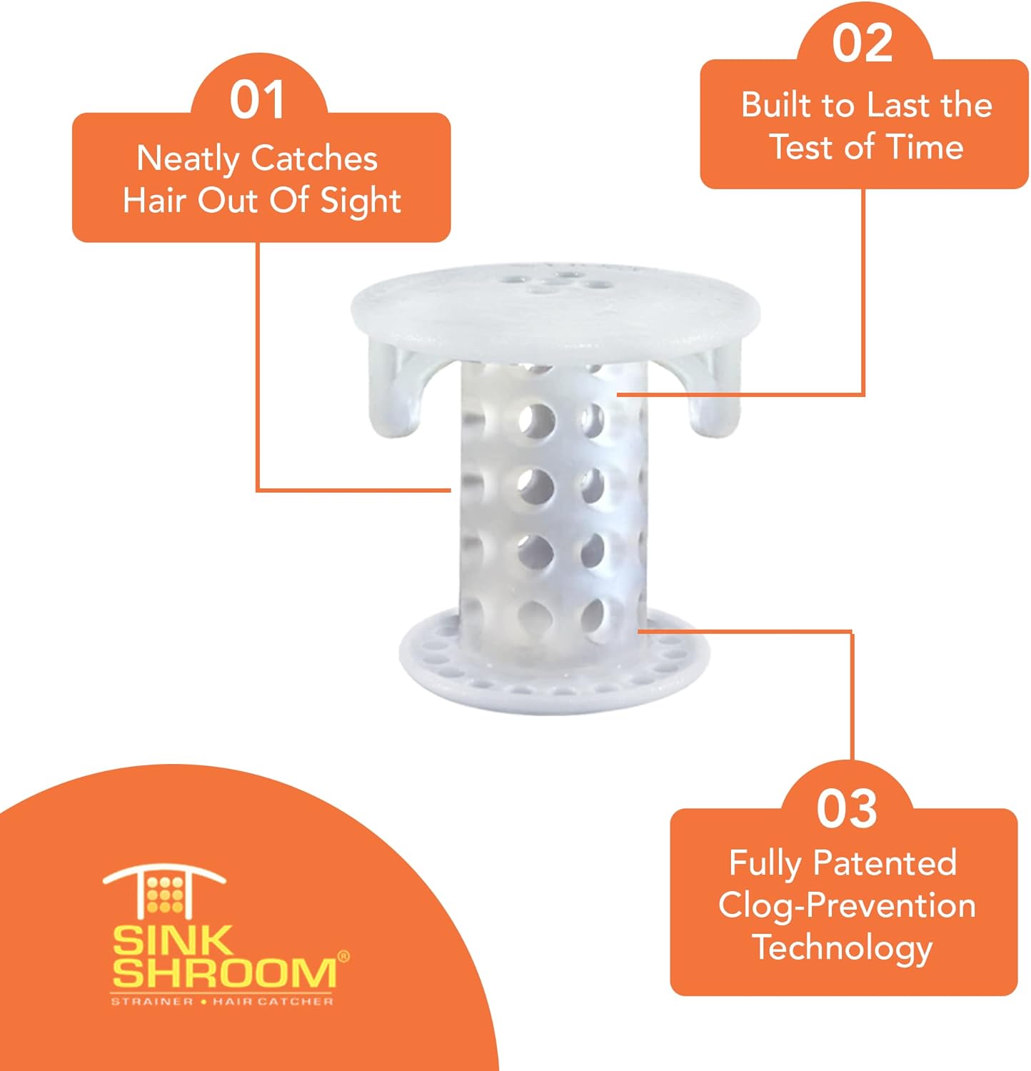 SinkShroom The Revolutionary Sink Drain Protector - White