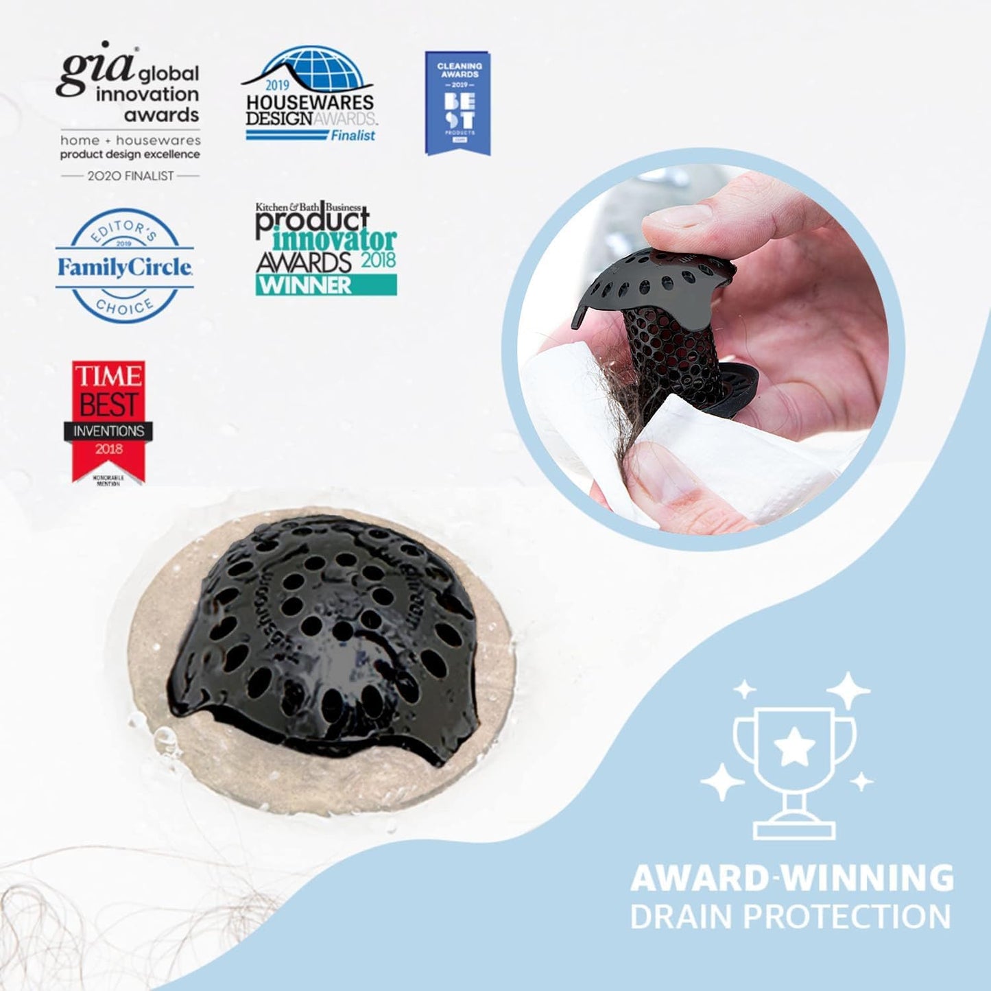 TubShroom Ultra Stainless Steel Drain Protector, Matte Black