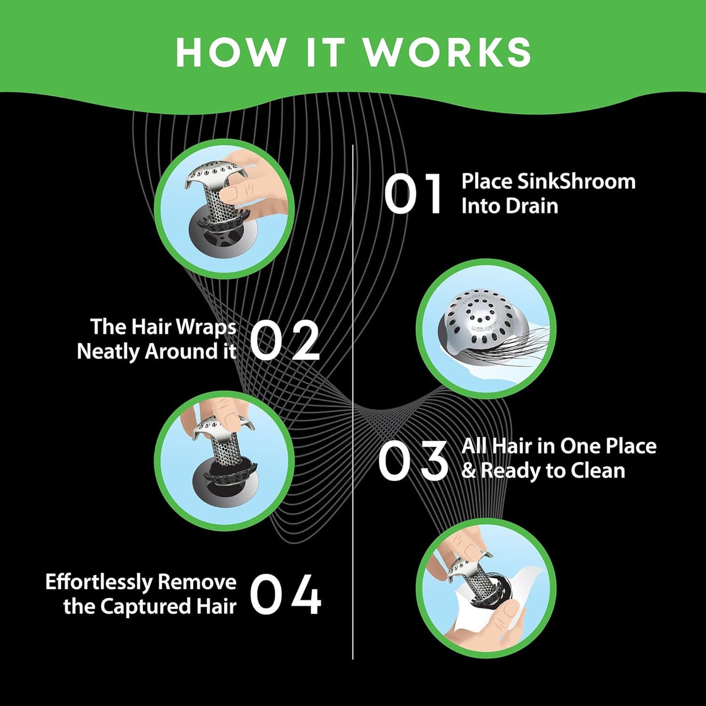 SinkShroom Ultra Revolutionary Bathroom Sink Drain Protector, Stainless Steel