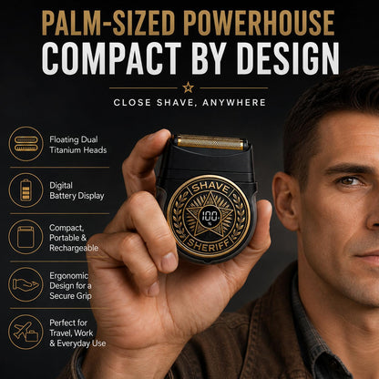 Electric Razor Shave Sheriff for Men, Waterproof Titanium Travel Shaver