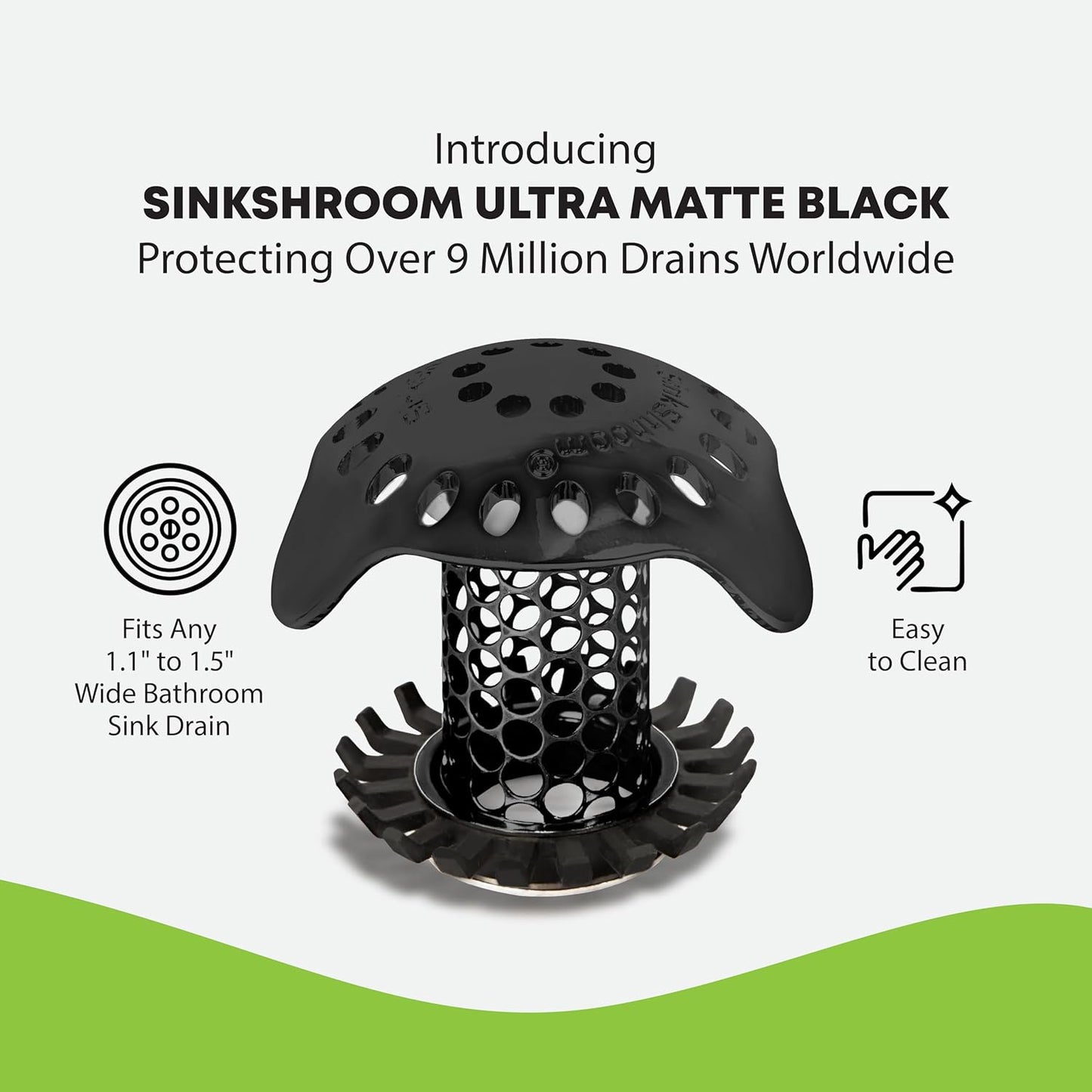 SinkShroom Ultra Bathroom Sink Drain Protector - Matte Black