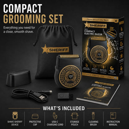 Electric Razor Shave Sheriff for Men, Waterproof Titanium Travel Shaver