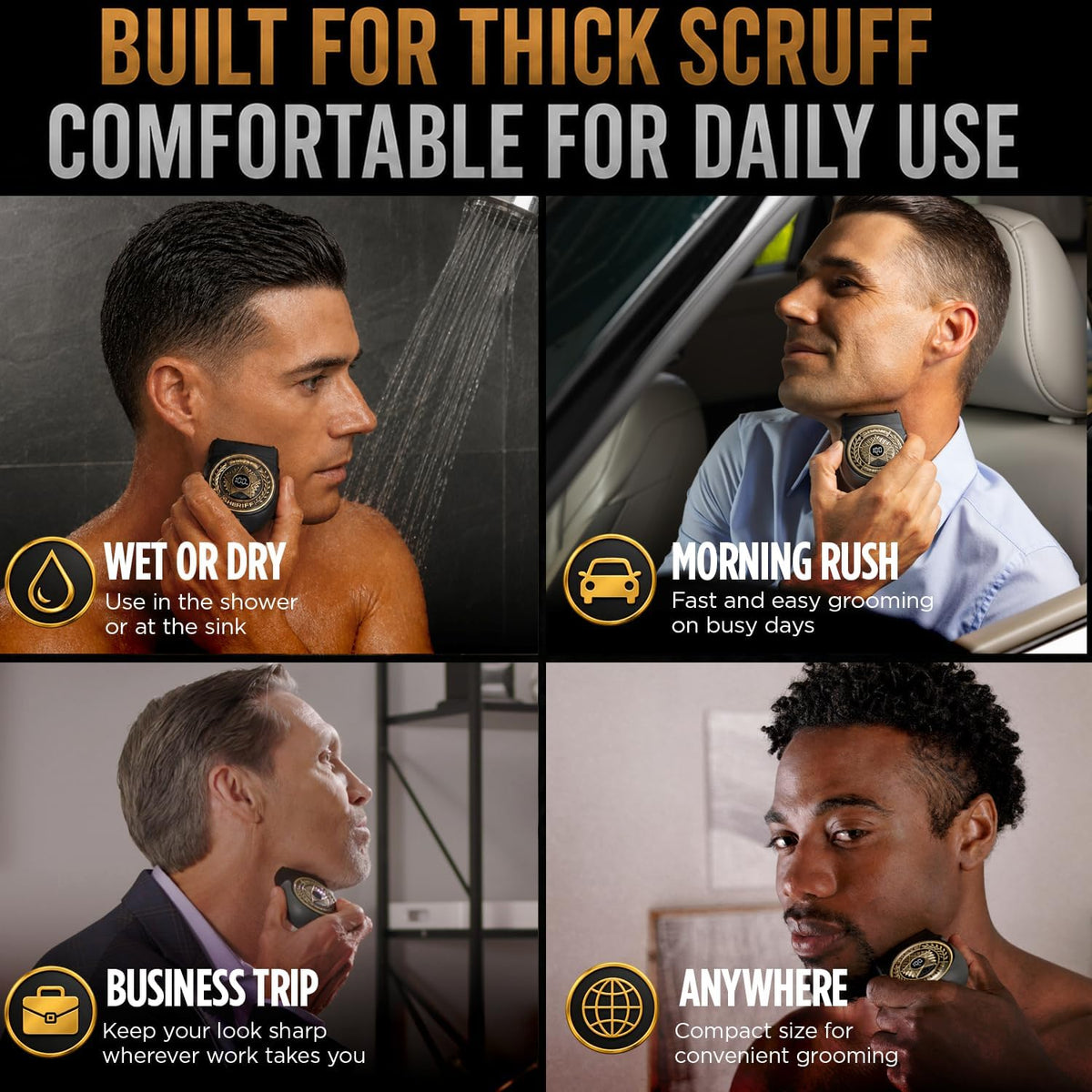 Electric Razor Shave Sheriff for Men, Waterproof Titanium Travel Shaver
