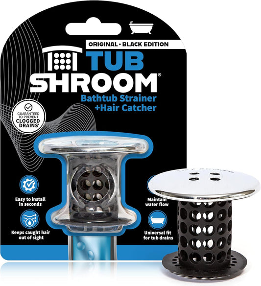 TubShroom Tub Drain Hair Catcher: Black Edition