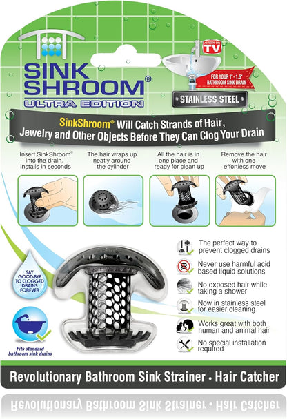 SinkShroom Ultra Bathroom Sink Drain Protector - Matte Black