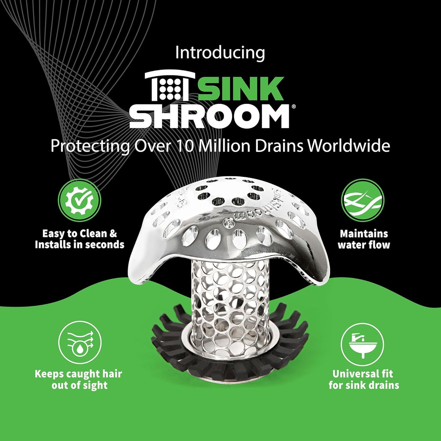 SinkShroom Ultra Revolutionary Bathroom Sink Drain Protector, Stainless Steel