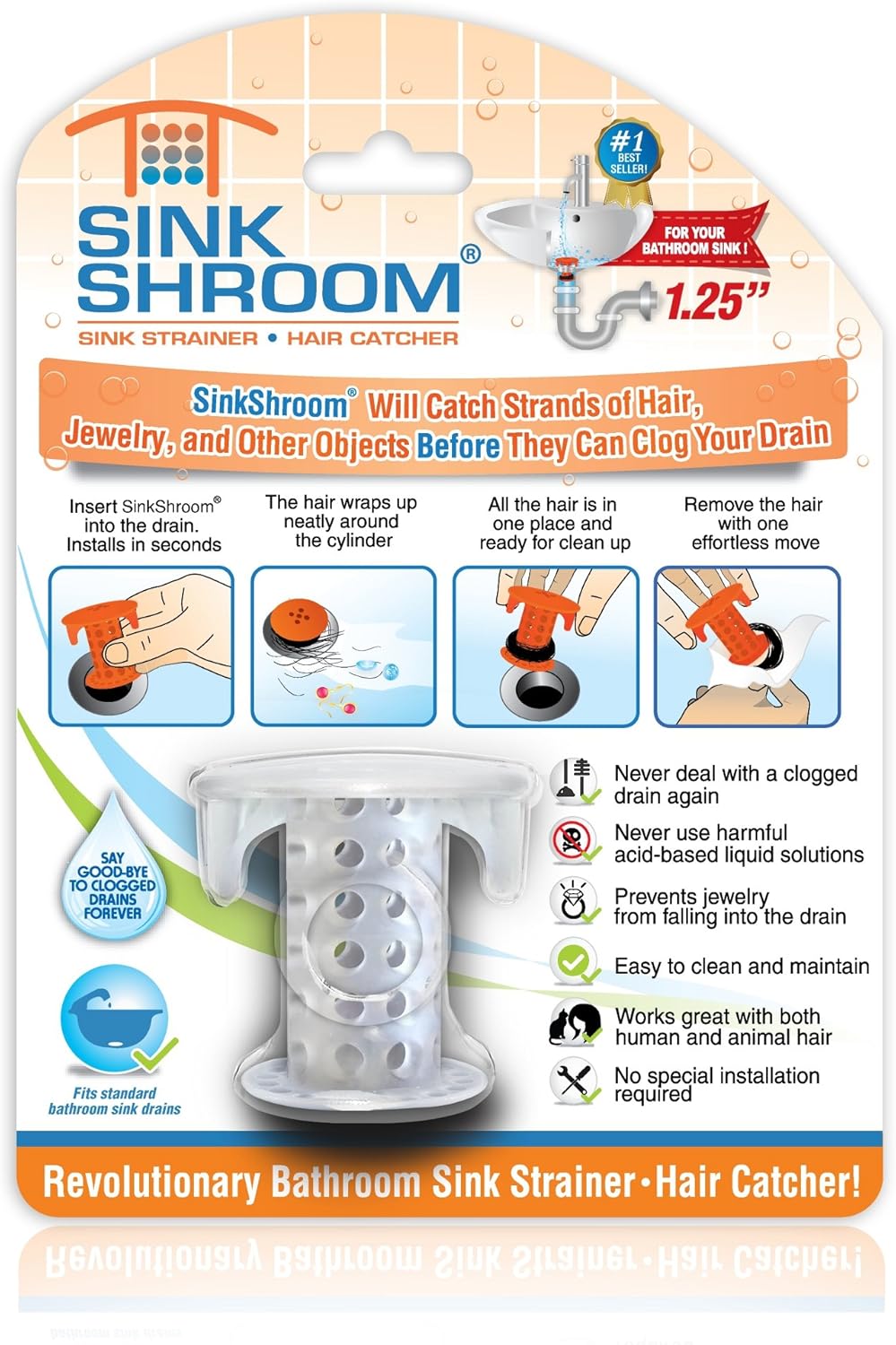 SinkShroom The Revolutionary Sink Drain Protector - White