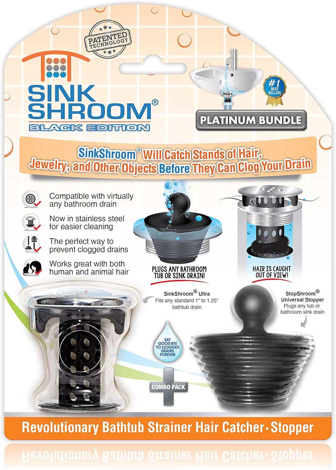 SinkShroom Combo plus StopShroom Plug Stopper