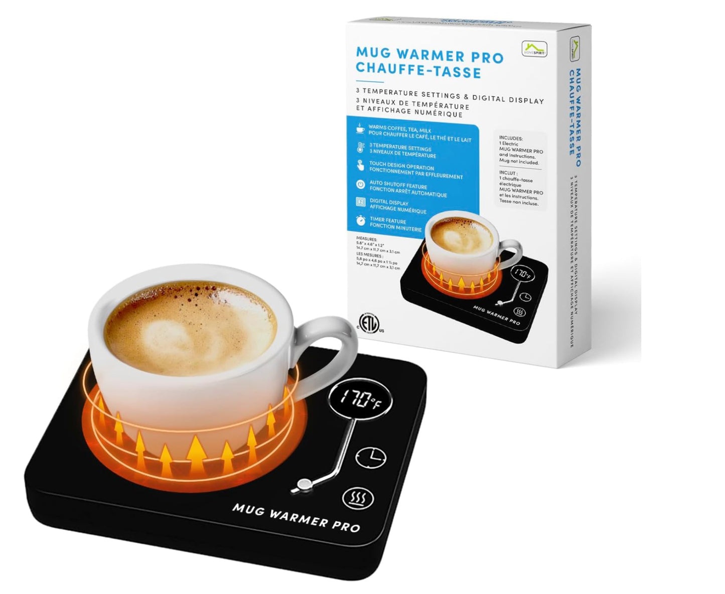 Home Spirit Mug Warmer Pro with Digital Display