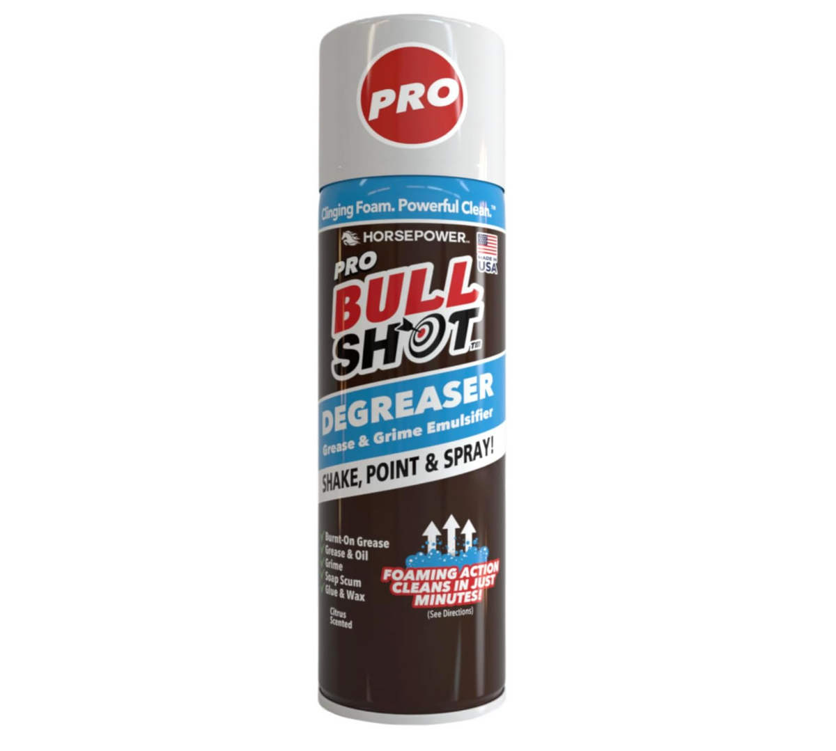 Bull Shot Degreaser Pro, Heavy-Duty Foaming Grime Remover, Residue-Free