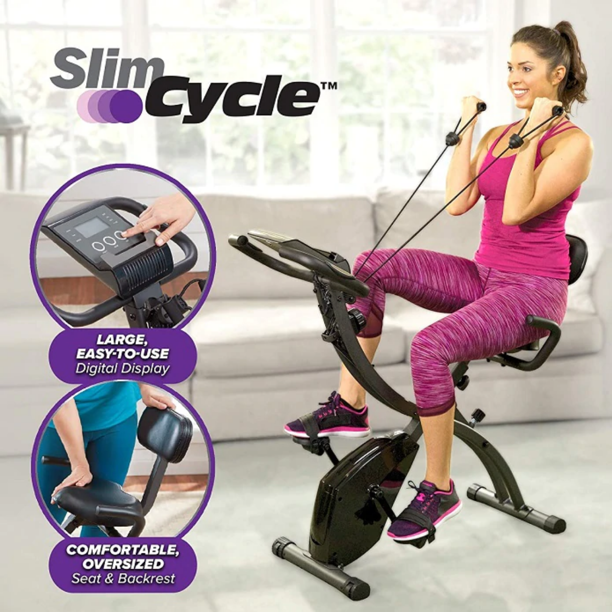 Slim Cycle 2-in-1 Stationary Bike - Folding Indoor Exercise Bike